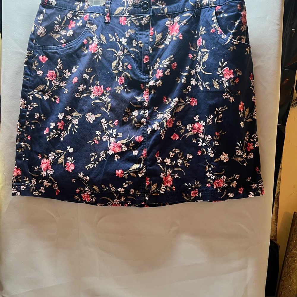 🍉KAREN SCOTT- Floral Navy Skirt 16 cotton mini skirt coquette academia